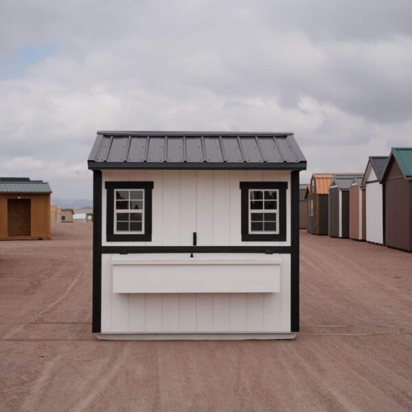 Chicken Coop 6x8 perfect for raising chickens, highlighting the easy access to nesting boxes.